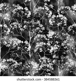 Imprint Flowers Hand Drawn Seamless Pattern Stock Illustration ...