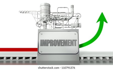 Improvement concept with graph arrow and machine