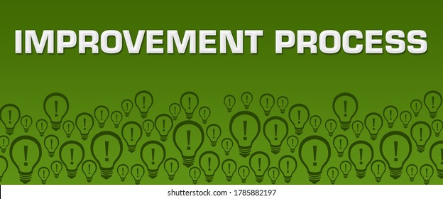 Improvement process concept image with text and related symbols.