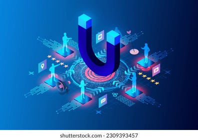 Inbound Marketing Concept - Marketing Strategy Focused on Attracting Leads and Customers with Tailored Content and Experiences Instead of Overtly Pushing Products or Services - 3D Illustration - Powered by Shutterstock