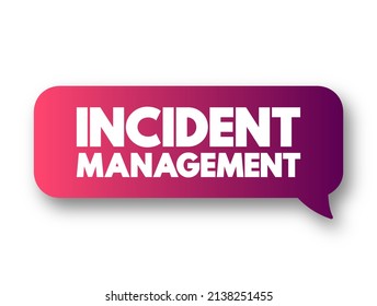 Incident Management - Process Used To Respond To An Unplanned Event Or Service Interruption And Restore The Service To Its Operational State, Text Concept Message Bubble