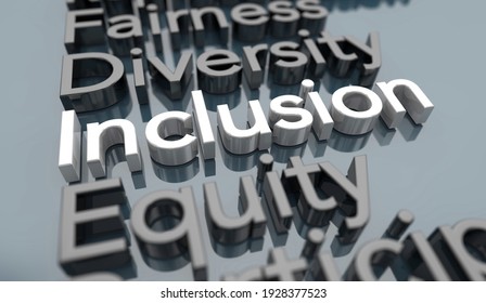 Inclusion Policy Welcome Inclusive Organization DEI Diversity Equity Words 3d Illustration