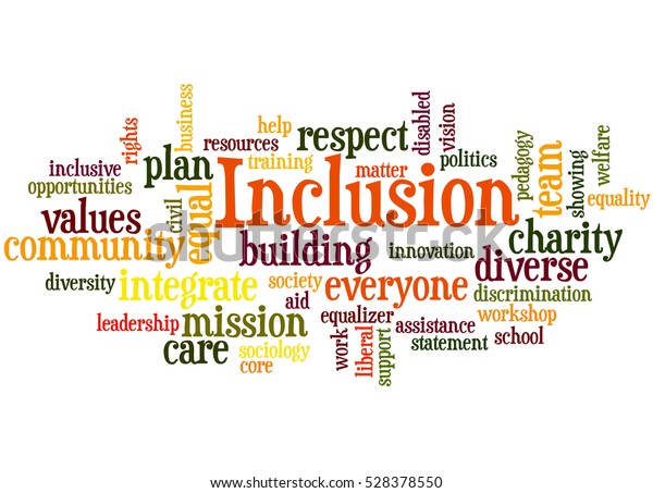 Inclusion Word Cloud Concept On White Stock Illustration 528378550