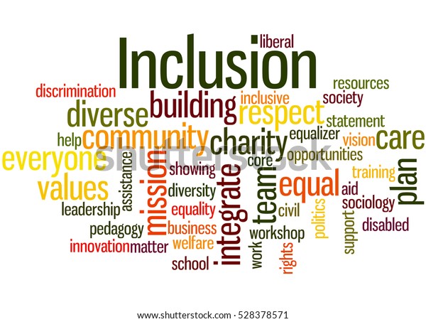 Inclusion Word Cloud Concept On White Stock Illustration 528378571