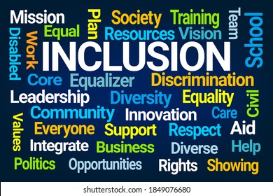 Inclusion Word Cloud On Blue Background