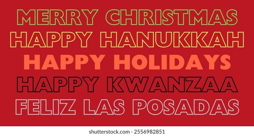 Inclusive Happy Holidays Merry Christmas Happy Hanukkah Happy Kwanzaa Feliz Las Posadas Abstract Art Background Business Friendly - Powered by Shutterstock