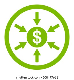 Income glyph icon. This flat rounded symbol uses eco green color and isolated on a white background.