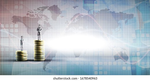 Income Inequality For Economic And Social Challenges Concept 3D Render