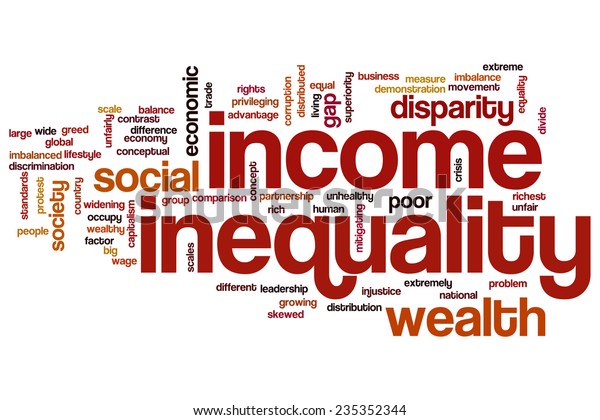 Income inequality word\
cloud concept