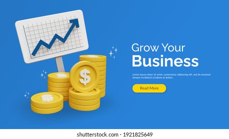 Income Salary Dollar Rate Increase Statistic. Business Profit Growth Margin Revenue. Finance Performance Of Return On Investment ROI Concept With Arrow. Cost Sale Icon Cartoon 3d Render Illustration