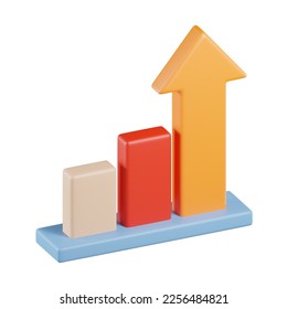 Increase Chart Arrow 3D Icon Illustration