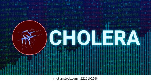 increasing cholera case with graphs and numbers on black shade background.