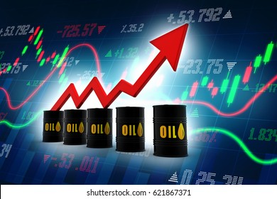 Increasing Oil Price , High Price Of Oil, Growing Arrow Graph. 3d Render