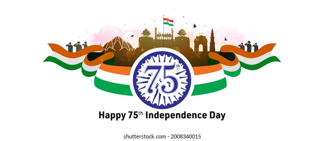 Independence Day India 75 Years Journey Stock Illustration 2008340015 ...