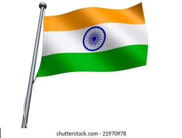 India Flag On Pole Metal Flagpole Stock Illustration 1894075792 ...