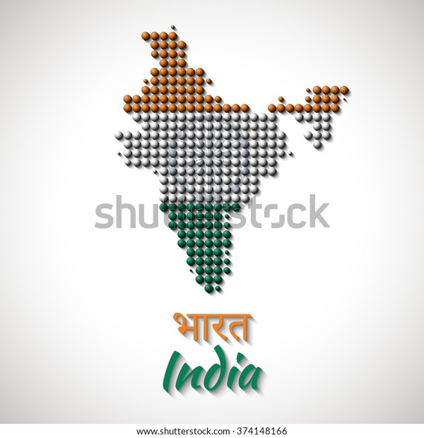 India Border Map Flag Colors Dotted Stock Illustration 374148166 ...