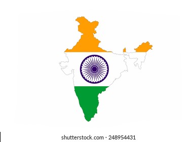 India Country National Flag Map Shape Stock Illustration 248954431 ...