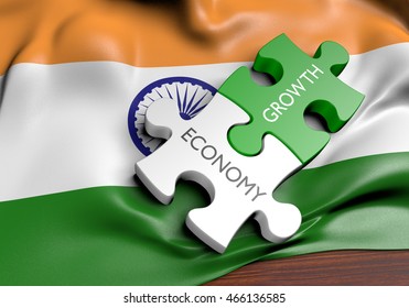 India economy and financial market growth concept, 3D rendering