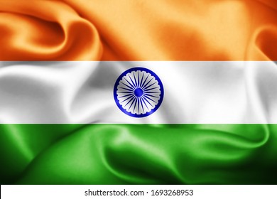 India Flag Of Silk-3D Illustration