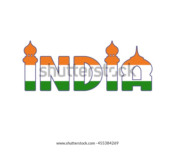 India Hand Written Word Isolated On Stock Illustration 455384269