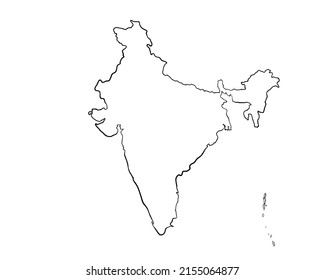 India  - Hand-Drawn Map Lllustration