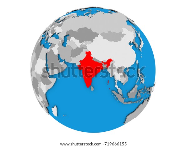 インドは政治世界で赤く強調されている 白い背景に3dイラスト の