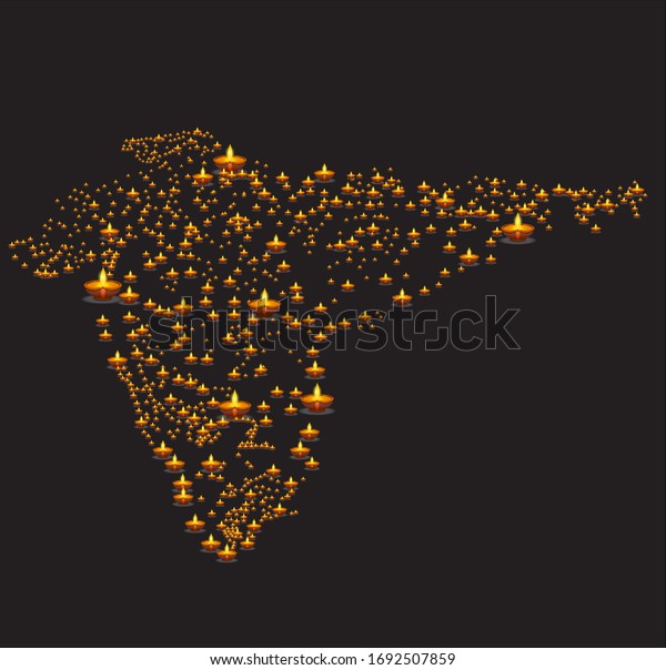 India Map Diwali Festival Bright Lighting Stock Illustration 1692507859 ...