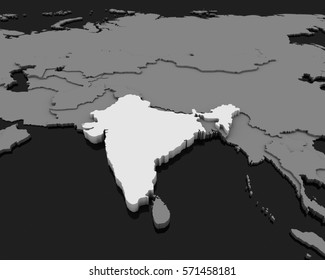 india map gray background 3D rendering