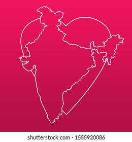 India Map With Heart In Pink Gradient Background, Stay Strong Concept Illustration.