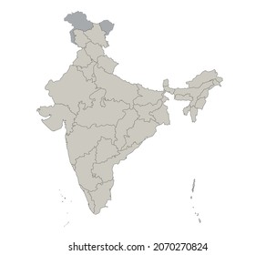 India Map Individual Regions Blank Template Stock Illustration ...