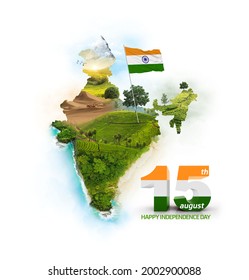 India Map. India Monuments. Environment. 3d illustration with isolated background