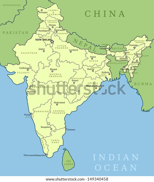 India Map Outline Illustration Country Map Stock Illustration 149340458