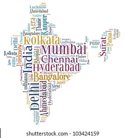 India Map Words Cloud Larger Cities Stock Illustration 103424159 ...