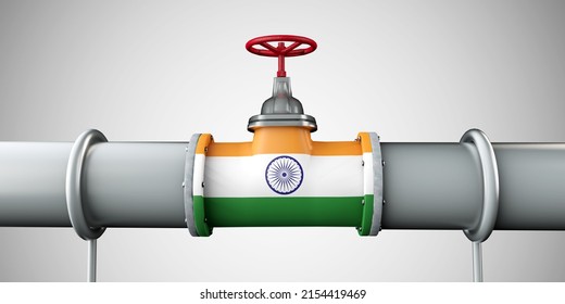 India Oil And Gas Fuel Pipeline. Oil Industry Concept. 3D Rendering