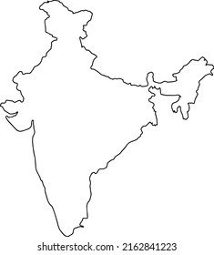 India Outline Map High Resolution Stock Illustration 2162841223 ...