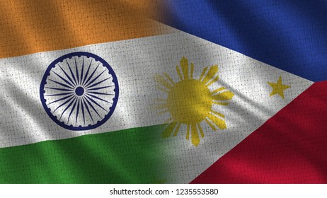 India Philippines 3d Illustration Two Flag Stock Illustration ...