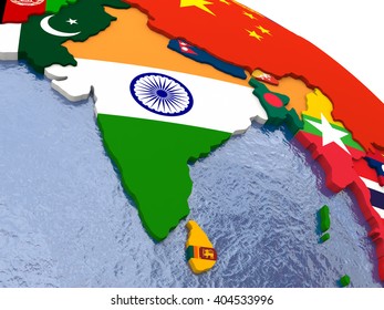 India Political Map India Surrounding Region Stock Illustration ...