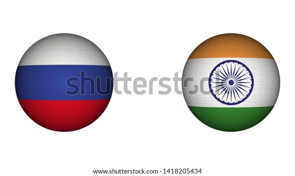 India Russia Circular Flags Together White Stock Illustration