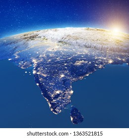 Highly Detailed Planet Earth Night Glowing Stock Illustration 267555788