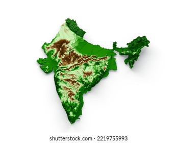 India Topographic Map 3d Realistic Map Color 3d Illustration