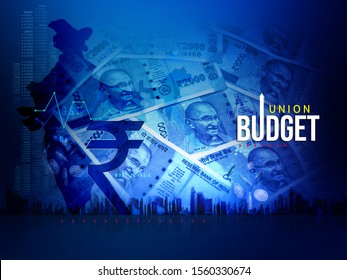 India Union Budget, India Economy, Finance Background, Indian Rupee Blue Abstract  Background, Illustration, Rupee Currency, Rupee Background