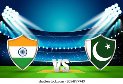 India Vs Pakistan Cricket Match Championship Background In 3D Rendered Abstract Stadium