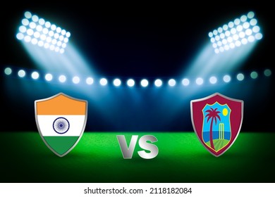 India Vs West Indies Cricket Match Championship Background In 3D Rendered Abstract Stadium