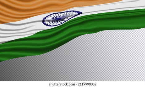 India Wavy Flag, National Flag Clipping Path, 3D Illustration