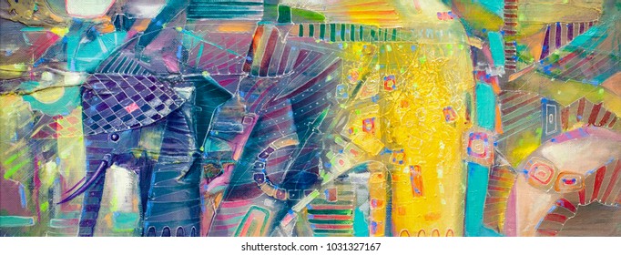 Indian abstract painting of elephant