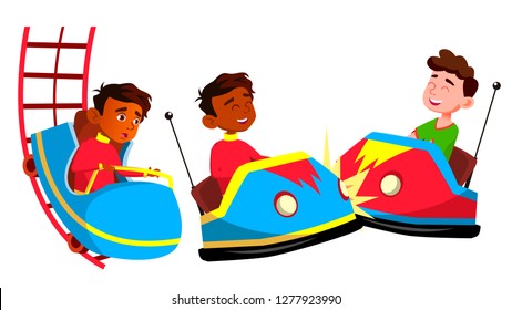 Indian Boy Set. Amusement Park. Primary School Child. Drive, Speed. Positive Person. Casual Clothes. For Banner, Flyer, Brochure Design Isolated Illustration