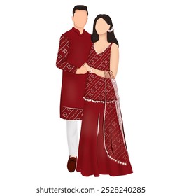 indian couple illustration in traditional dress posing for wedding invitation card design
 - Powered by Shutterstock