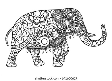 インド象のカラーリングページテンプレート イラスト のイラスト素材 Shutterstock