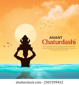 Indian festival Ganesh Visarjan banner design illustration. Anant chaturdashi greetings. - Powered by Shutterstock