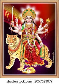 indian god durga maa with colorful  background 